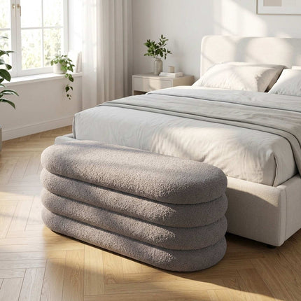 Padded Storage Bench with MDF Frame and Polyester Cover, White