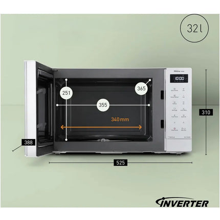 Cuptor cu microunde Panasonic Inverter, 32L, 1000W, cu meniu Junior, alb