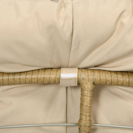 Rattan Rattan Papasan Chair with Cushion - Khaki, 360° adjustable