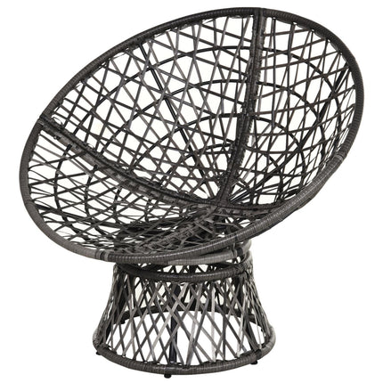 Gray rattan Papasan chair with upholstery, 360° rotatable