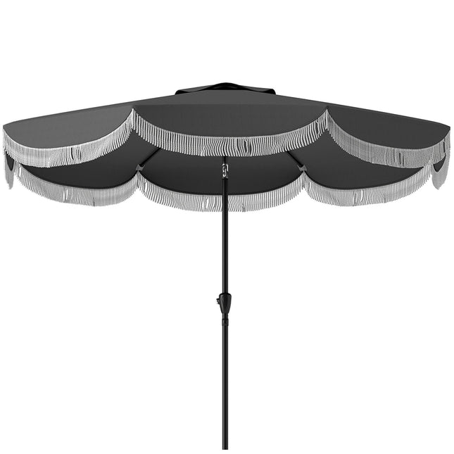 Umbrela de soare Ø269 cm, UV 30 + umbrela de soare octogonala umbrela de balcon umbrela de plaja umbrela de piata rezistenta la vant umbrela manivela protectie solara pentru plaja balcon gradina, gri inchis Aosom