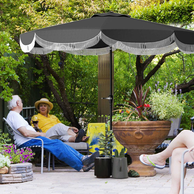 Umbrela de soare Ø269 cm, UV 30 + umbrela de soare octogonala umbrela de balcon umbrela de plaja umbrela de piata rezistenta la vant umbrela manivela protectie solara pentru plaja balcon gradina, gri inchis Aosom