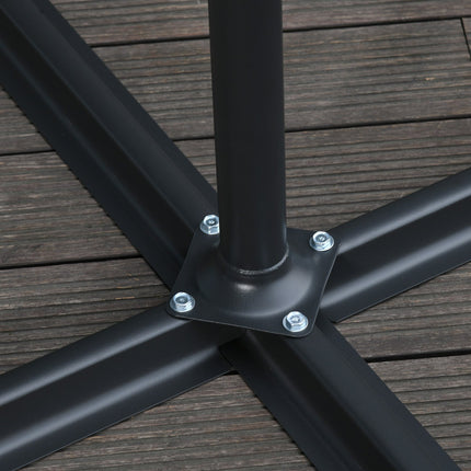 Umbrelă de soare Cantilever Umbrelă de soare cu manivela, cadru de oțel și țesătură din poliester, negru, Ø3X2,5M