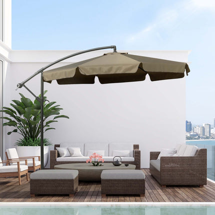 Umbrelă de soare în consolă cu volane cu manivelă Diametru 2,65 X 2,65 H M Umbrelă de grădină Protecție solară grădină balcon cafea