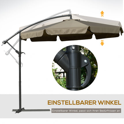 Umbrelă de soare în consolă cu volane cu manivelă Diametru 2,65 X 2,65 H M Umbrelă de grădină Protecție solară grădină balcon cafea