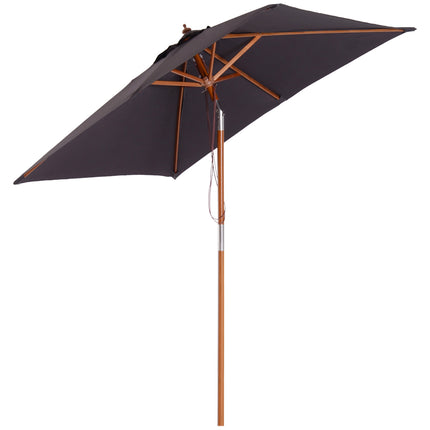 Umbrelă de soare pliabilă de grădină din lemn de brad, reglabilă la 3 niveluri, gri închis, 200X150X230Cm