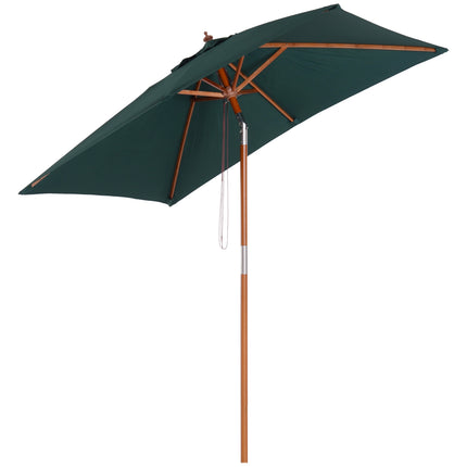 Umbrelă de grădină pliabilă din lemn de brad, reglabilă pe 3 nivele, verde, 200X150X230Cm