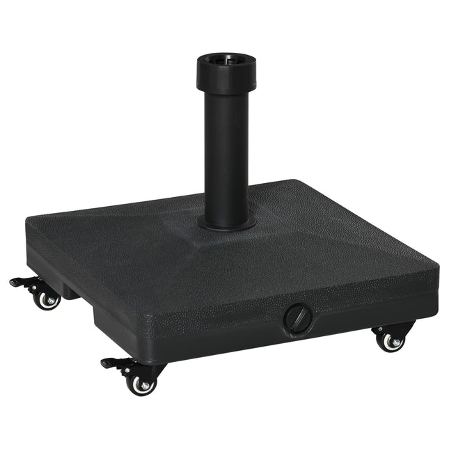Suport de umbrelă cu rolă, se poate umple până la 20 kg, pentru stâlpi de umbrelă 38/48 mm, pentru grădină, terasă, balcon, negru, 45 X 45 Cm