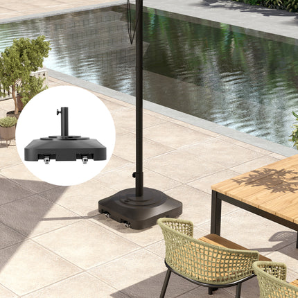 Parasol stand with wheels - square, 25 kg, black