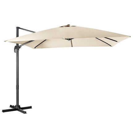 Umbrela de soare cu 3 setari de inclinare pentru gradini, terase, cafenele, 300 x 300 x 273 cm, bej