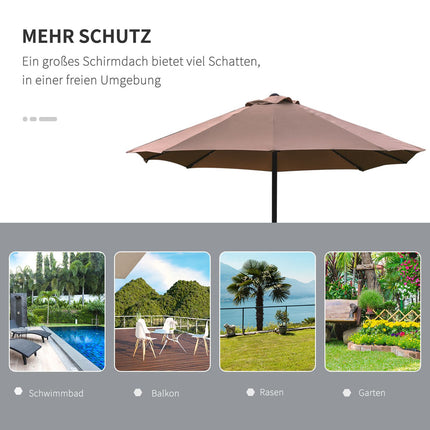 Umbrelă de soare cu LED dublă umbrelă de soare 440 x 260 cm umbrelă de grădină umbrelă de terasă mare ovală cu manivelă și cadru metalic kaki