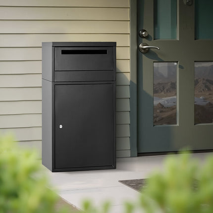 Parcel Drop Box Mailbox with Lock, 35.8 In, Black