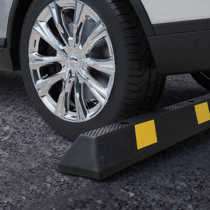 Parking Stopper Set, 2-Piece 72-In Rubber With Reflective Strips