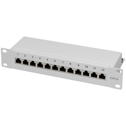 Patch panel 12-ports Cat6 for 10" rack U1 Grey