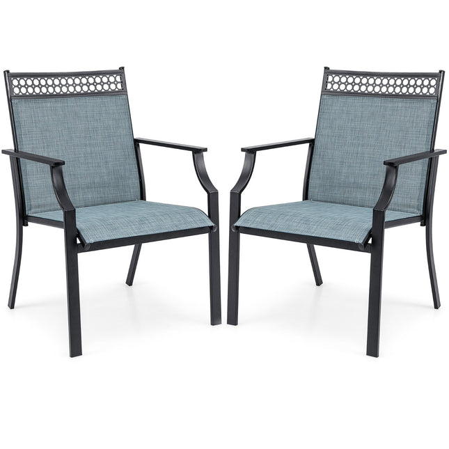 Set de 2 scaune de terasă, material respirabil pentru orice vreme, albastru