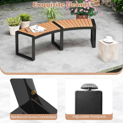 Set bănci curbate pentru terasă, 2 piese, lemn de salcâm, picioare metalice
