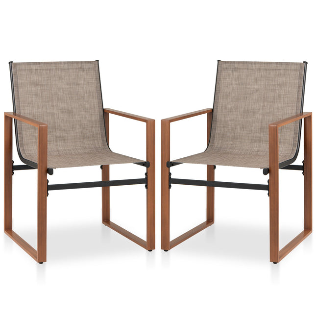 Set de 2 scaune de terasă, material respirabil, maro