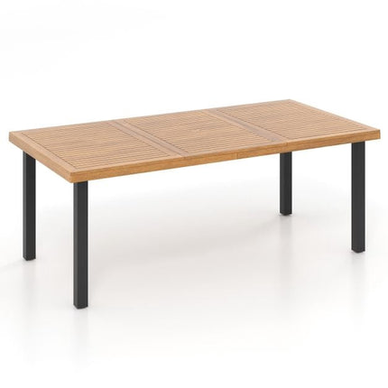 Masă de terasă 200x100cm, blat din salcâm, orificiu pentru umbrelă