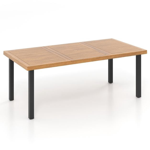 Masă de terasă 200x100cm, blat din salcâm, orificiu pentru umbrelă