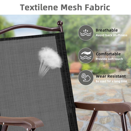 Set de 2 scaune pliabile pentru terasă cu cotiere, 140 kg