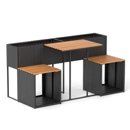 Set de mobilier de terasă cu pat de grădină înălțat, negru