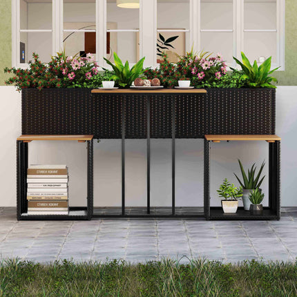 Set de mobilier de terasă cu pat de grădină înălțat, negru