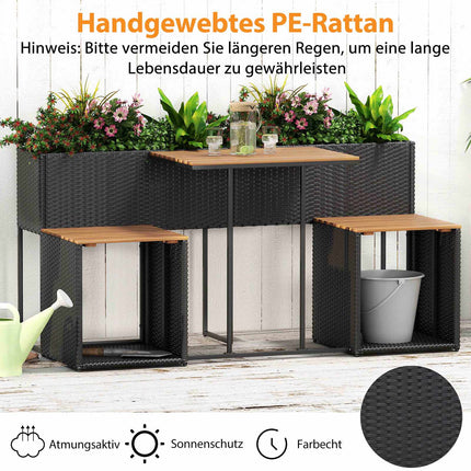 Set de mobilier de terasă cu pat de grădină înălțat, negru