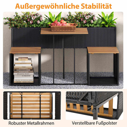 Set de mobilier de terasă cu pat de grădină înălțat, negru