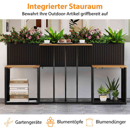 Set de mobilier de terasă cu pat de grădină înălțat, negru