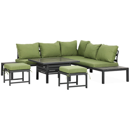 6-piece patio seating set, adjustable table, aluminum frame