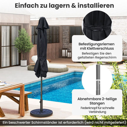 Umbrelă de terasă, 230 cm, neagră, funcție de manivelă și înclinare