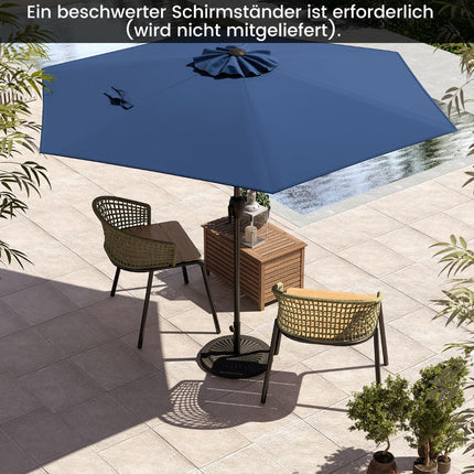 Umbrelă de terasă 230 cm cu manivelă și înclinare, albastru marin