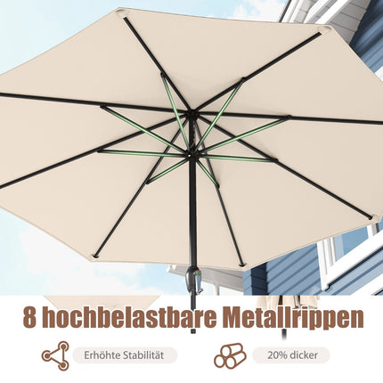 Umbrelă de terasă 250 cm cu manivelă și 8 nervuri, bej