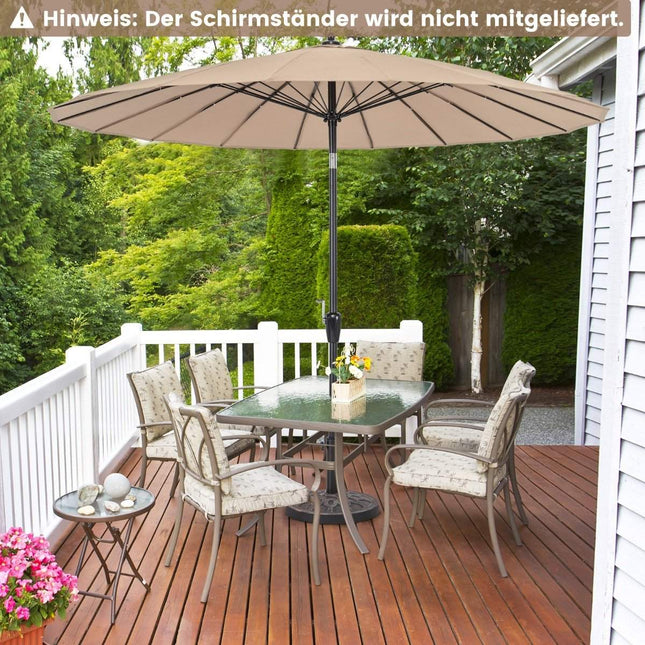 Umbrelă de terasă 265 cm, UV 50+, înclinare și manivelă, maro