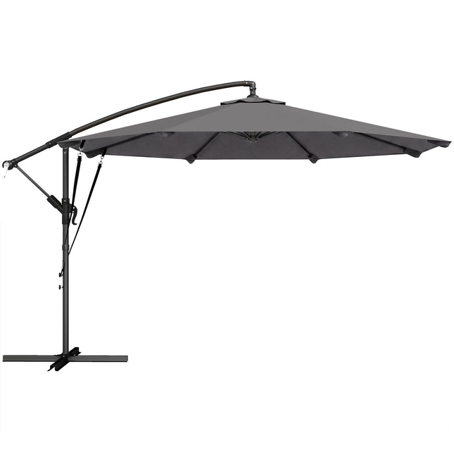 Umbrelă de terasă, diametru 2,95 m, gri închis, cu husă