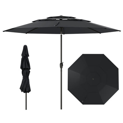 Umbrelă de terasă, 300 cm, ventilată, funcție de înclinare, neagră
