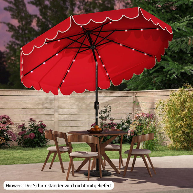 Umbrelă de terasă 300 cm cu lumini LED solare și manivelă