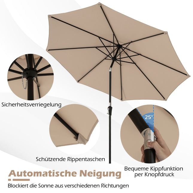 Umbrelă de terasă, 303 cm, înclinabilă, maro, pentru exterior