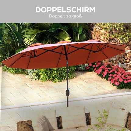 Umbrelă de terasă, reglabilă, roșie, 295 x 152 cm, poliester