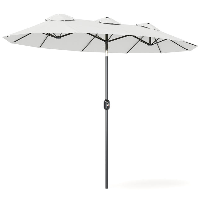 Umbrelă de terasă, înclinabilă, cu manivelă, 295 x 152 cm, crem