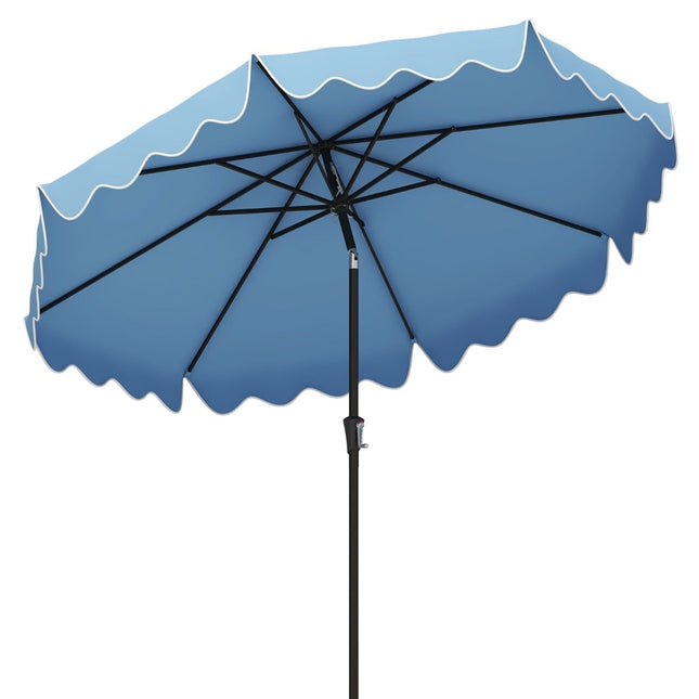 Umbrelă de terasă cu manivelă, înclinare și ventilație, 280 cm, albastră