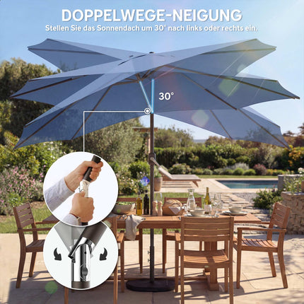 Umbrelă de terasă cu greutăți tip sac de nisip, înclinare dublă, protecție UV