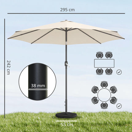 Umbrelă de terasă cu greutăți tip sac de nisip, protecție UV, crem