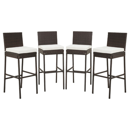 Set de 4 scaune de bar din răchită pentru terasă, perne, 76 cm