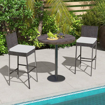 Set de 4 scaune de bar din răchită pentru terasă, perne, 76 cm