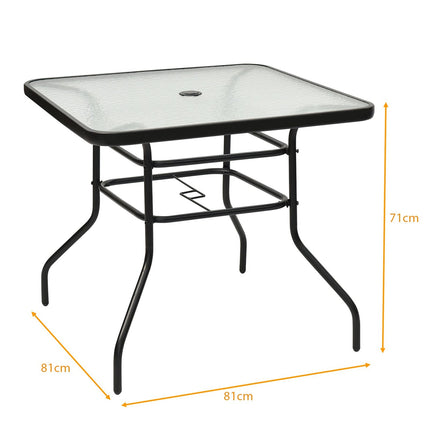 Masa de patio Masuta de cafea dreptunghiulara cu blat Masa de bistro Masa de gradina Masa de sticla Neagra