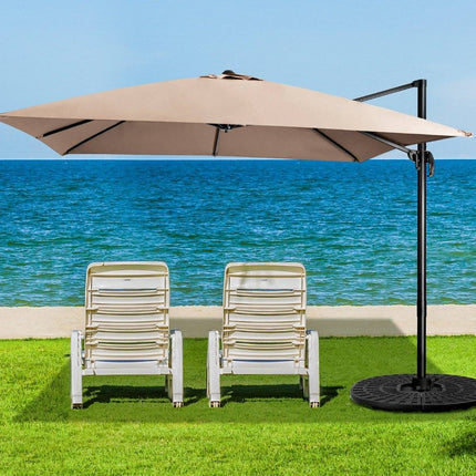 Patio umbrella with 3 tilt settings for gardens, terraces, 300 x 300 x 273 cm, coffee brown