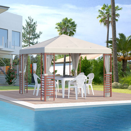 Party tent pavilion 2.96x2.96M for 15, beige, steel & polyester