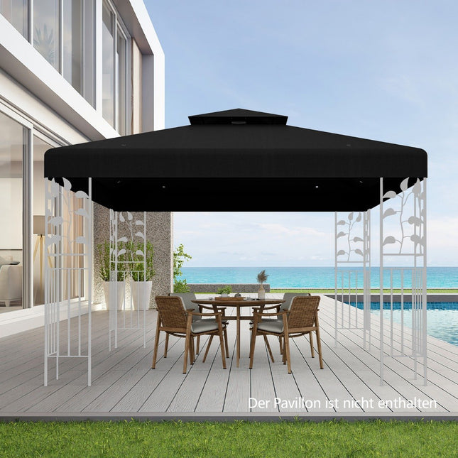 Acoperiș de schimb Pavilion 3x3M negru - Rezistent la intemperii
