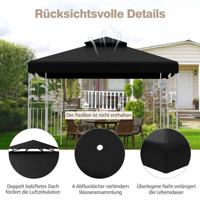 Acoperiș de schimb Pavilion 3x3M negru - Rezistent la intemperii
